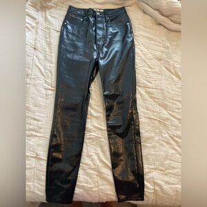 Full length high waisted skinny leather pants